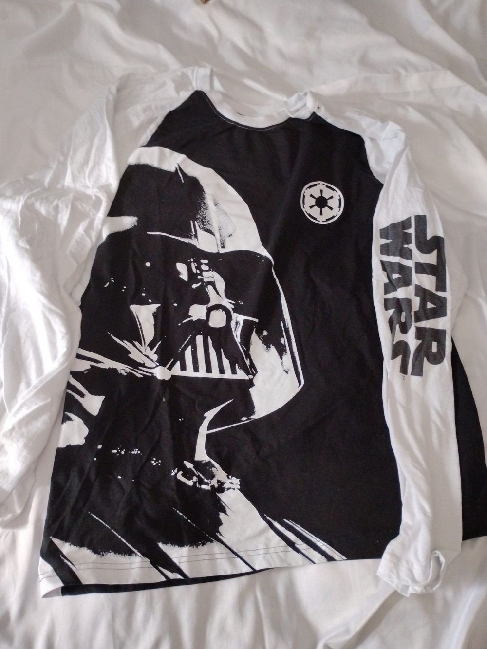 Star Wars Black & White Long-Sleeve Tee with Darth Vader Graphic